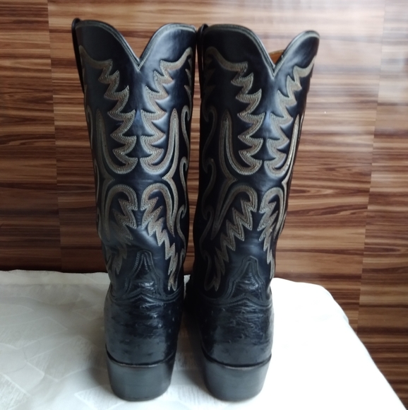 Lucchese Black Ostrich Boots Sz 10B - Picture 7 of 12